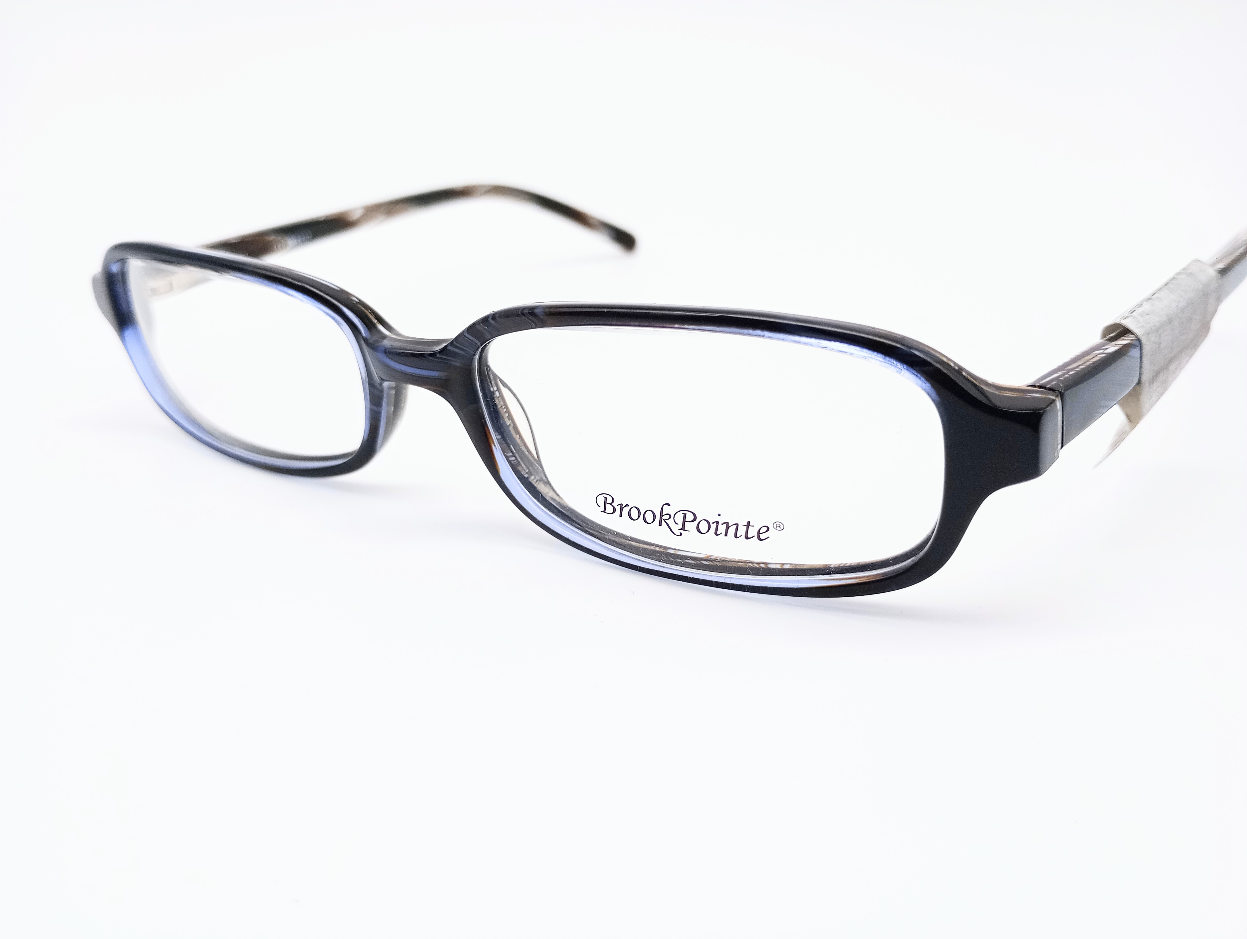 Brook Pointe BK6437 Unisex Rectangular Glasses Frames Navy Horn - photo 1