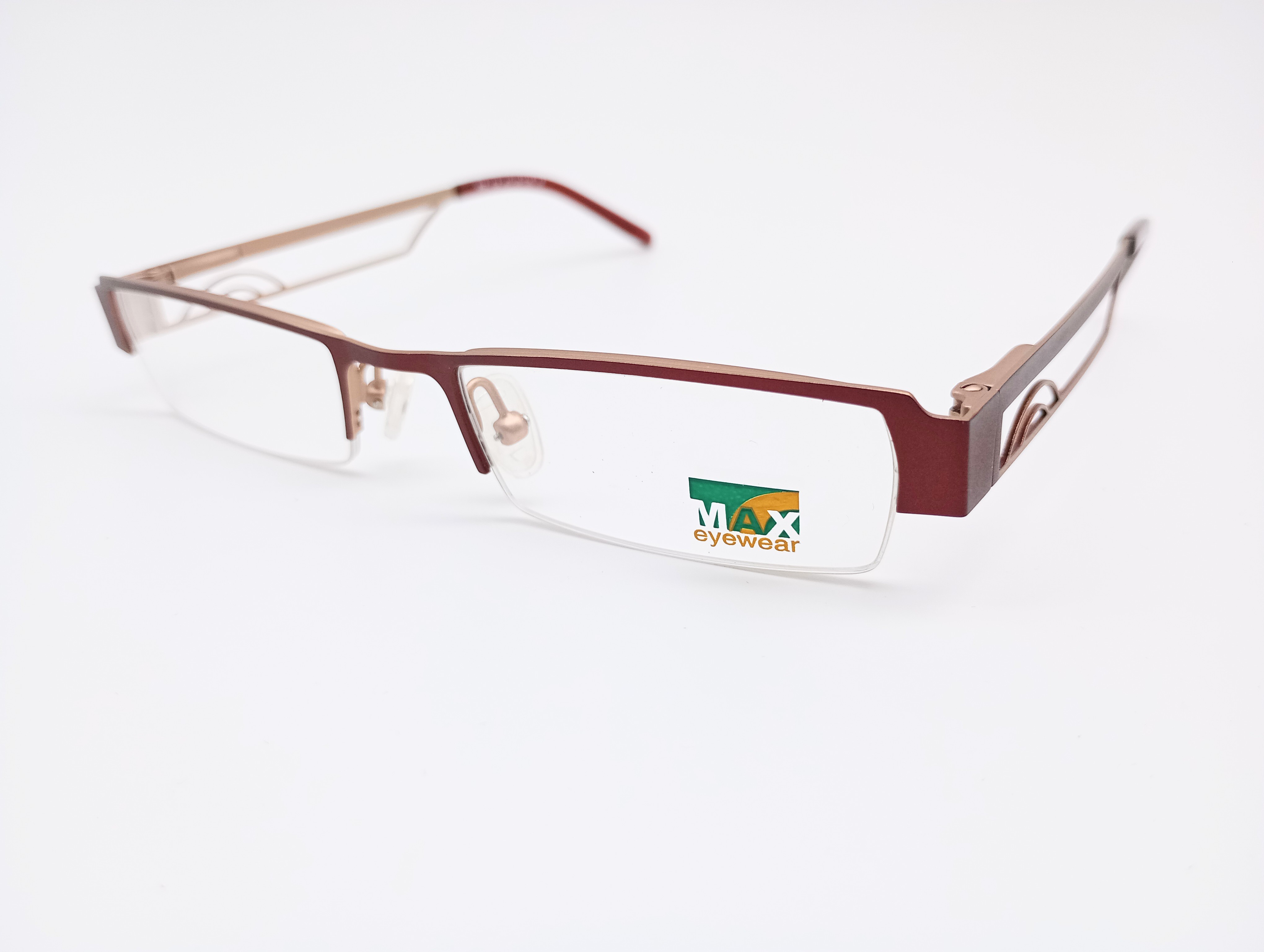 MAX Eyewear 952 C3 Kids' Rectangular Glasses Frames Burgundy Half Rim 47-18-135 - photo 1
