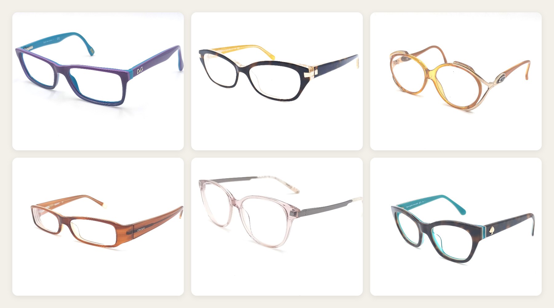 Preloved designer glasses frames from Dolce & Gabbana, Kate Spade, Christian Dior, DKNY and Osiris at Maryten